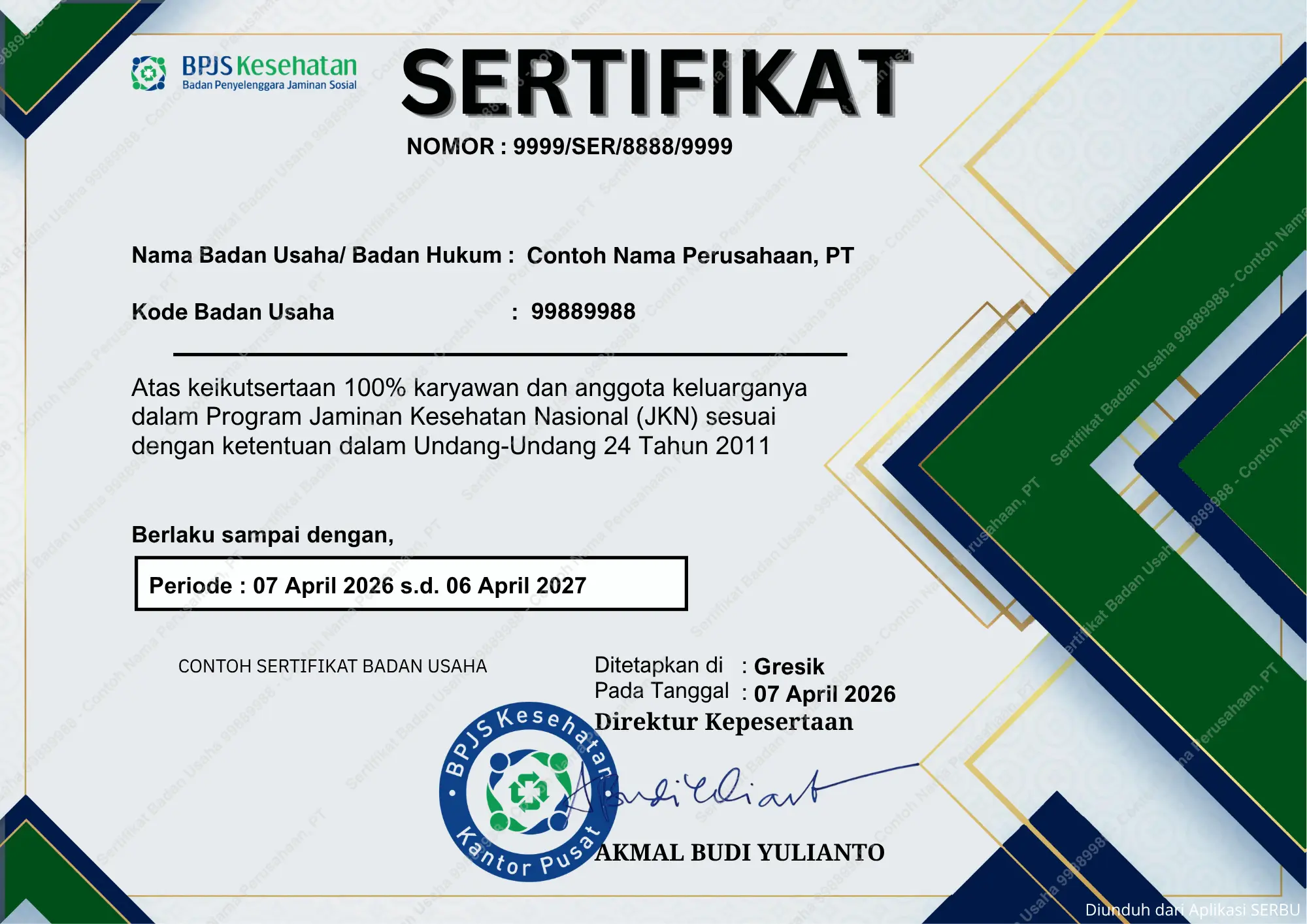 Sertifikat Kepatuhan Badan Usaha Tahun Kedua dan Seterusnya